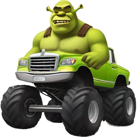 Shrek on a monster truck  emoji