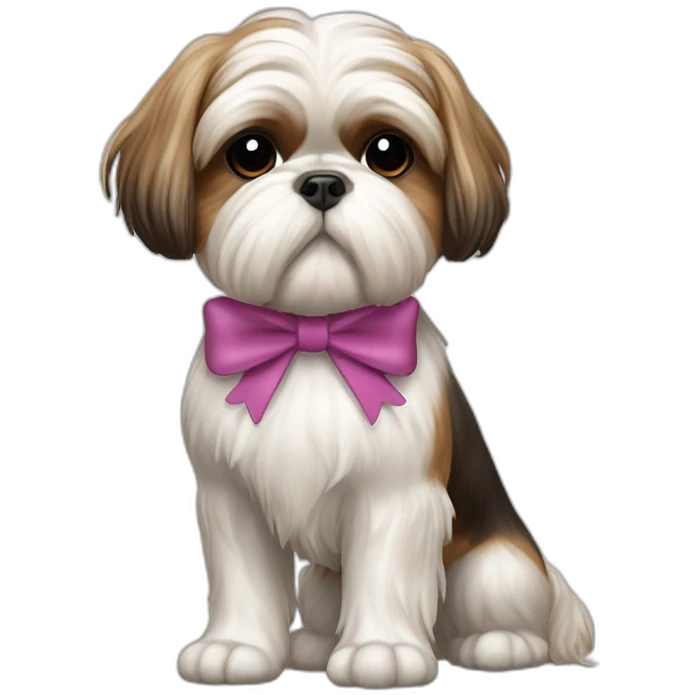 Dog Shih Tzu with a bow on head full-body emoji