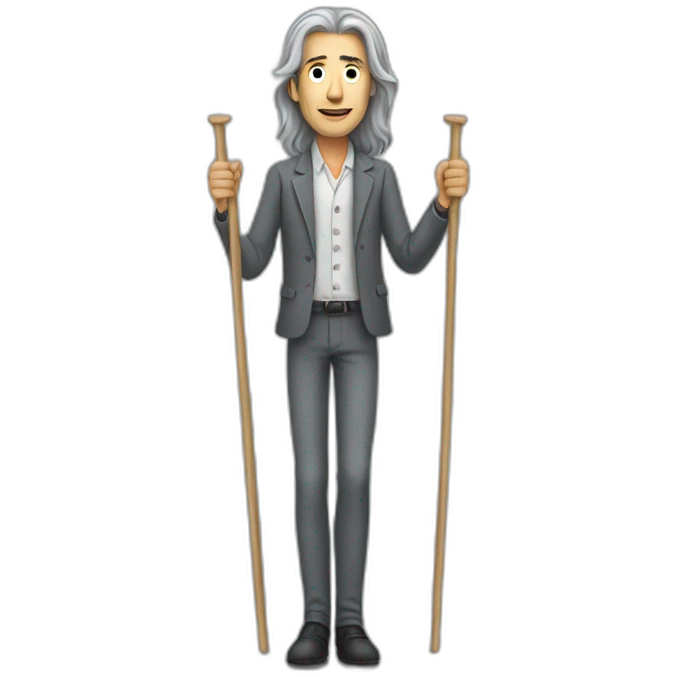 Grey long haired man on stilts emoji