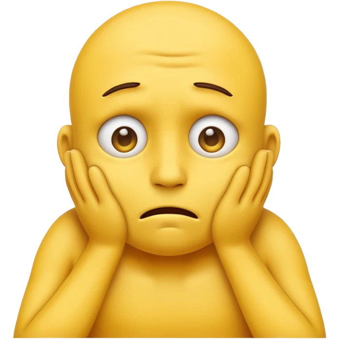 yellow face emoji with bulging eyes and hands squeezing its own neck, cartoon style emoji