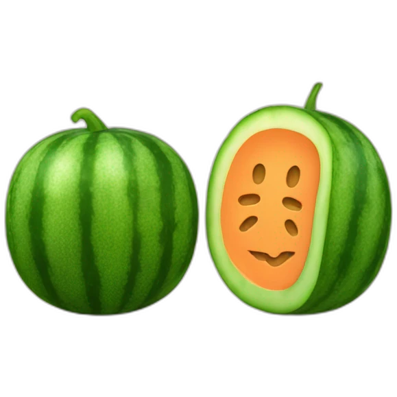 Cucumber between two melons emoji