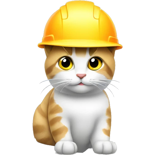 Cat with high visibility vest and hard hat  emoji