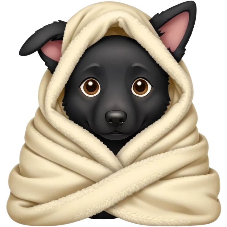 Black shepherd dog wrapped in a Blanket emoji