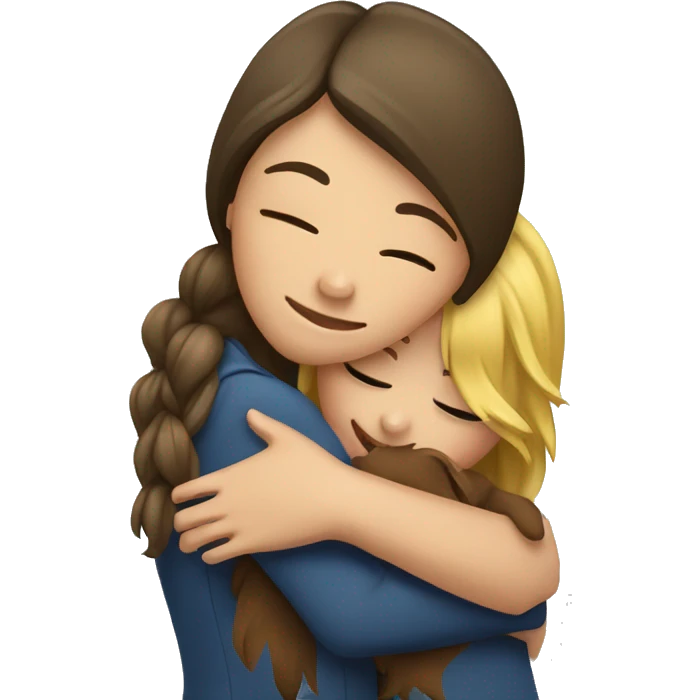 Girl hugging a Yorkshire  emoji