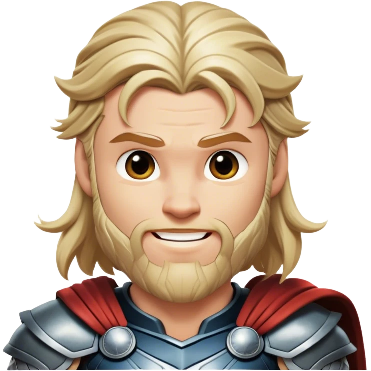 Cinematic Realistic Thor Portrait, head tilted playfully and inquisitively, showcasing his robust form and a warm, disarming smile. His expressive eyes and detailed armor are captured with lifelike clarity, as soft natural highlights reveal a side of the mighty god that is both approachable and full of mirth. emoji