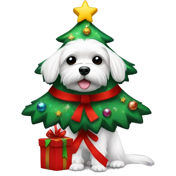 a Maltese dressed as a Christmas tree  emoji