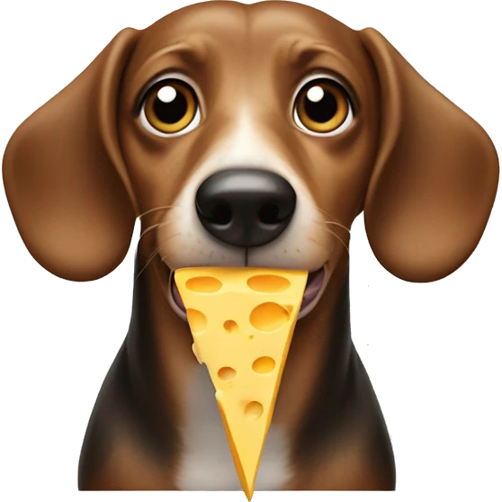 A wiener dog eating cheese ￼ emoji