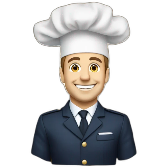 Macron in front of flour line in Les Champs élisé emoji