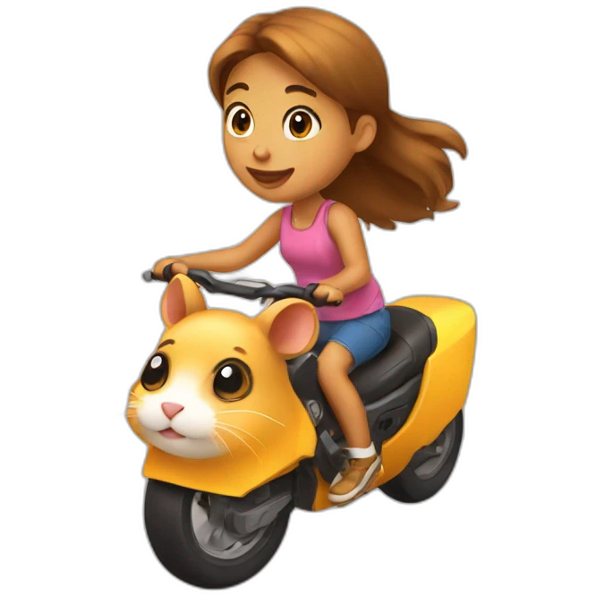 A girl riding a hamster emoji