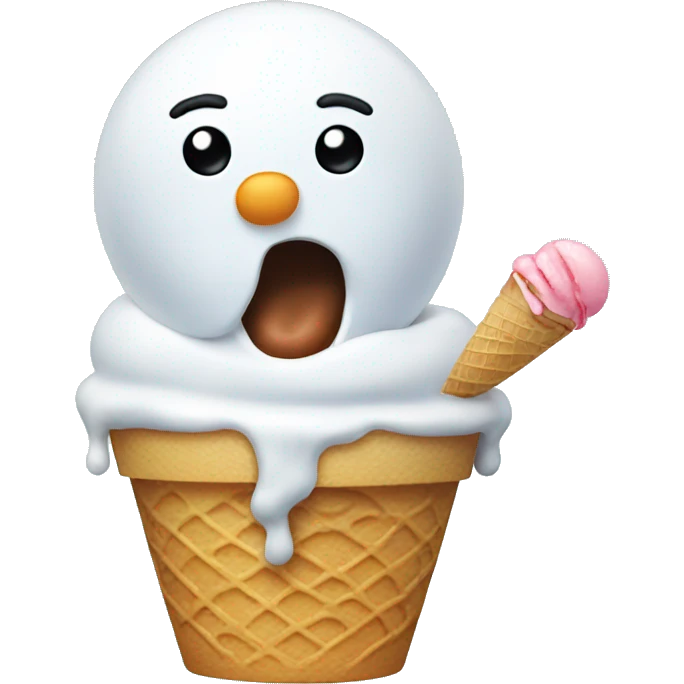 snowman eating ice cream emoji