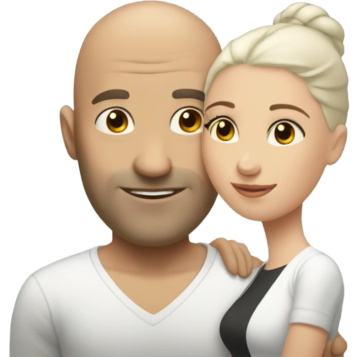 bald man and brunette woman lovers emoji