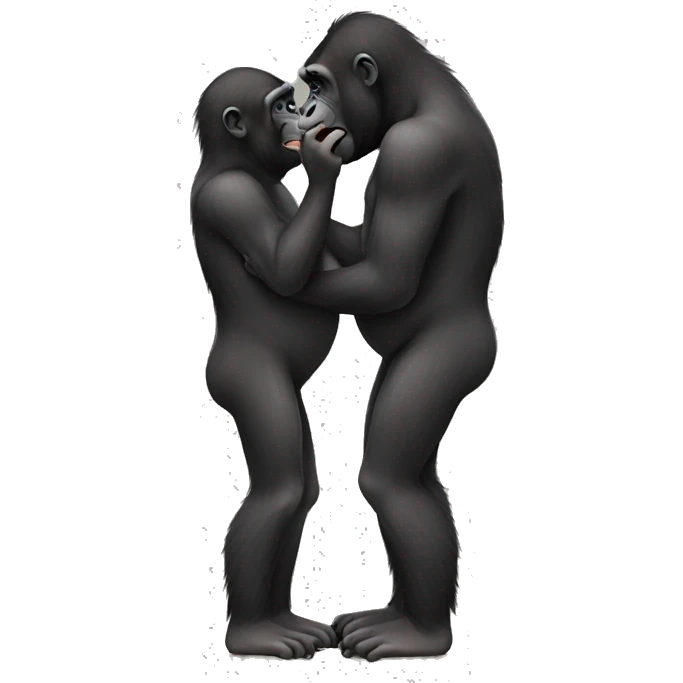 Two gorilas kissing emoji
