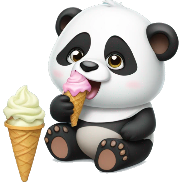 Panda eating ice cream emoji