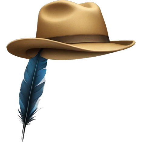 hat with feather emoji