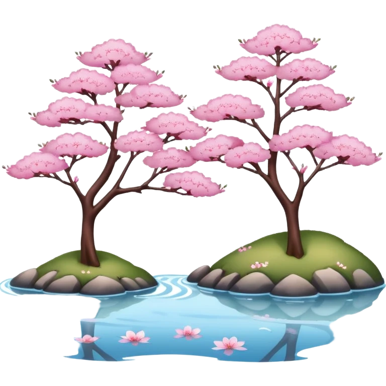 Cherry blossom trees with river emoji