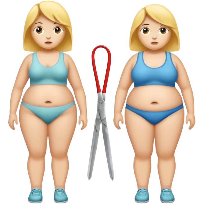Anorexia and obesity people scissoring emoji