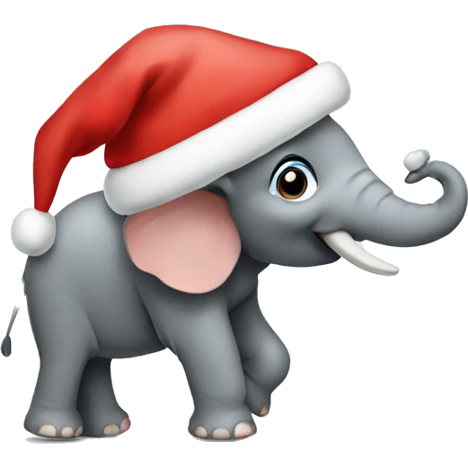 am elephant with a Christmas hat emoji
