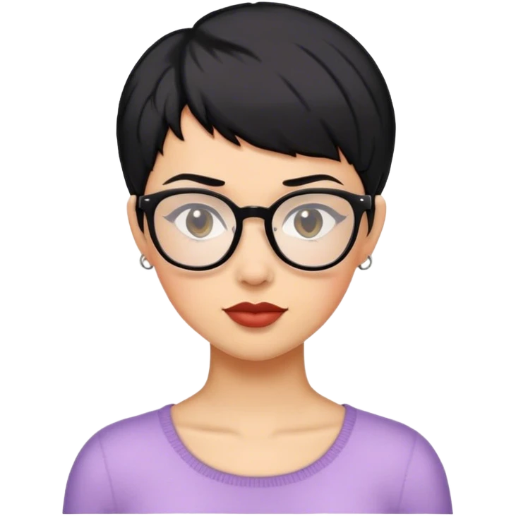 woman pixie cut black hair with glasses emoji