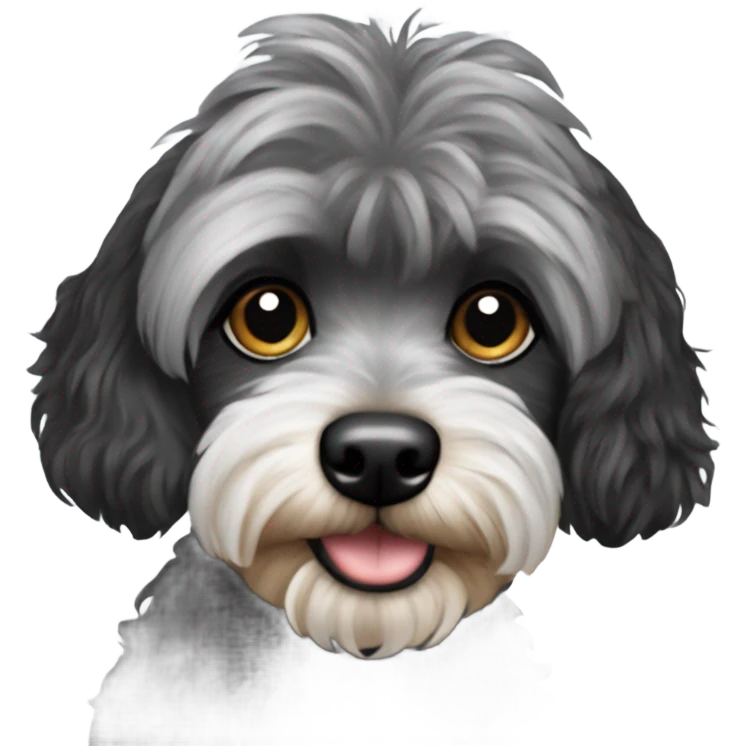 Black and silver yorkipoo dog emoji