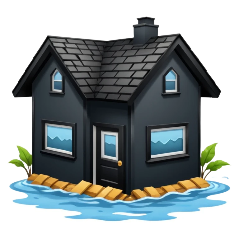 Flooded house in hurricane emoji