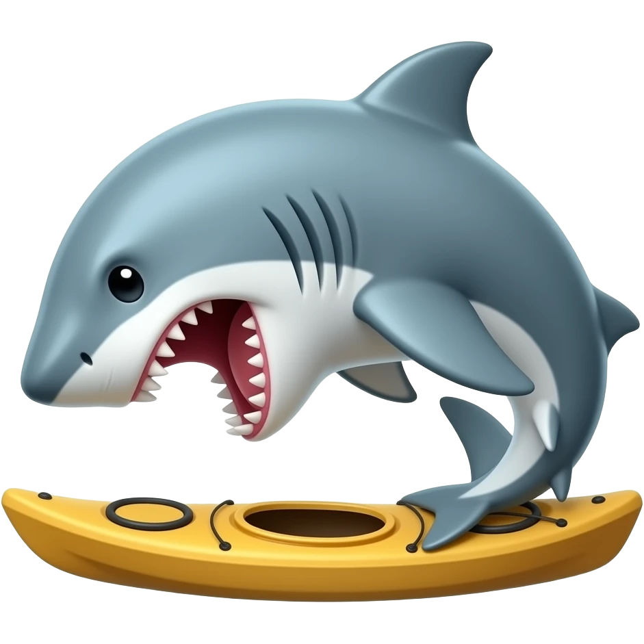 a shark biting the side of a kayak emoji
