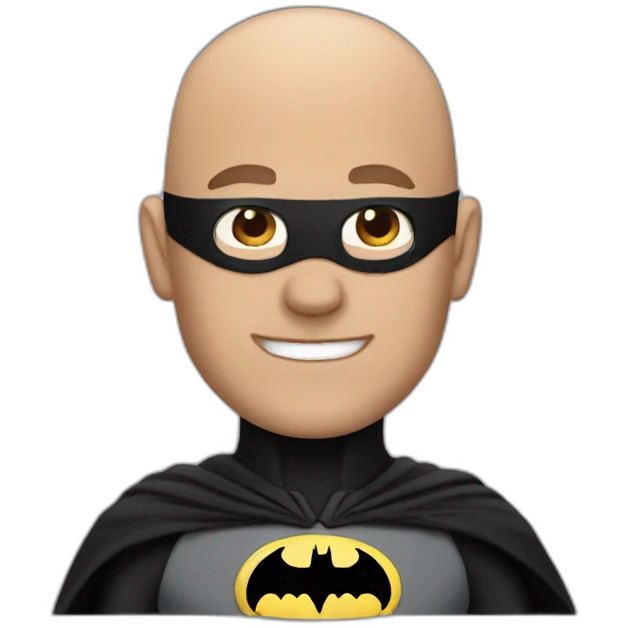Bald guy dressed as Batman emoji