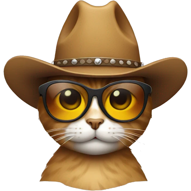 Cat wearing a cowboy hat and sunglasses emoji