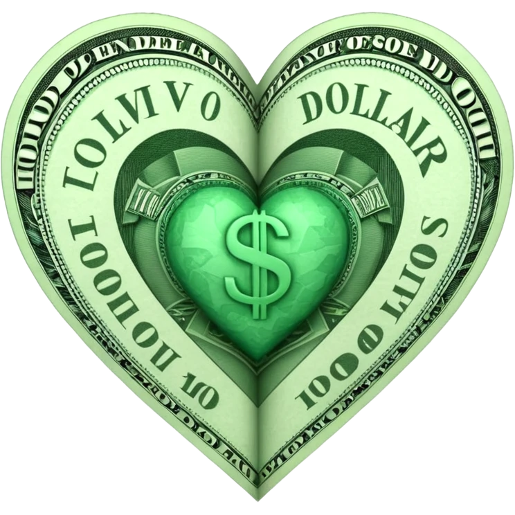 A heart made of dollar bills emoji