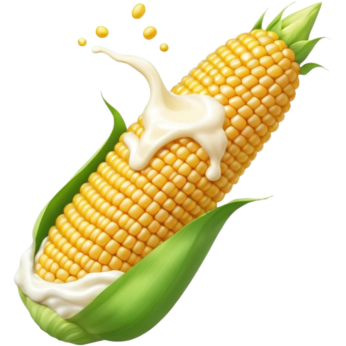 A corn cob spouting yogurt from the end of it  emoji