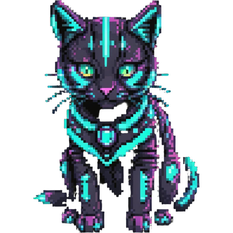 futuristic cybercat with glowing neon accents emoji