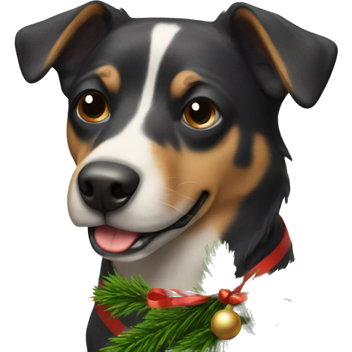 Dog with Christmas tree emoji