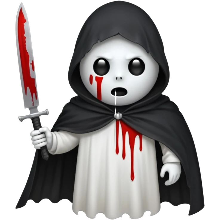 make a ghost face emoji with a cloak on and a bloody knife from the movie scream emoji