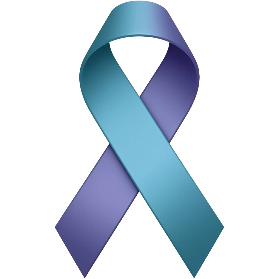 Suicide prevention ribbon teal purple emoji