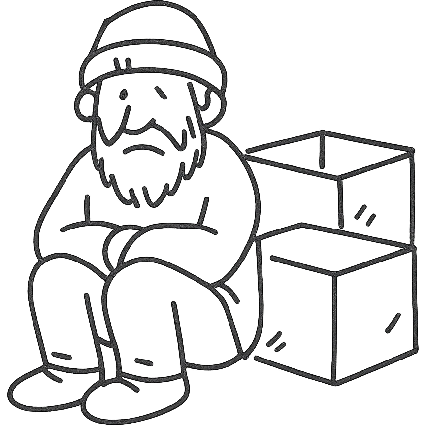 homeless white man with boxes emoji