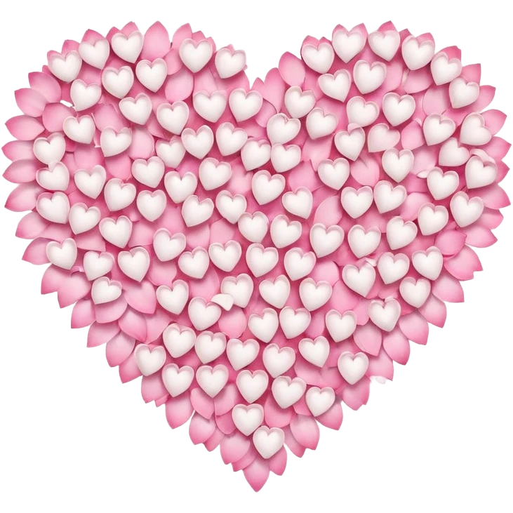  sakura heart, heart made of white sakura petals with pink accents, remove background emoji