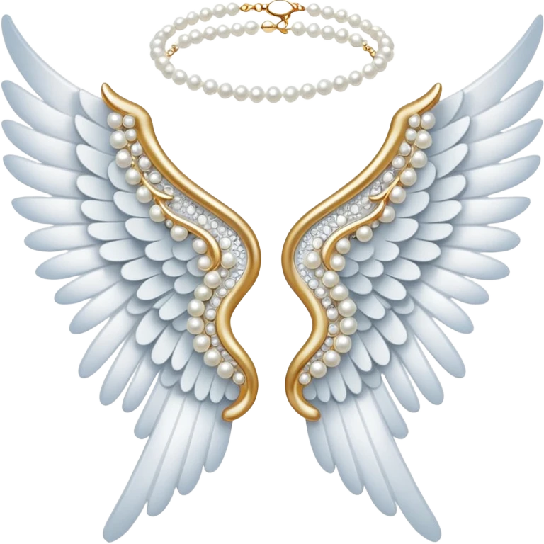 white angel wing with lace and pearls emoji