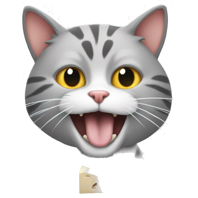 A cat with a mouse in its mouth emoji