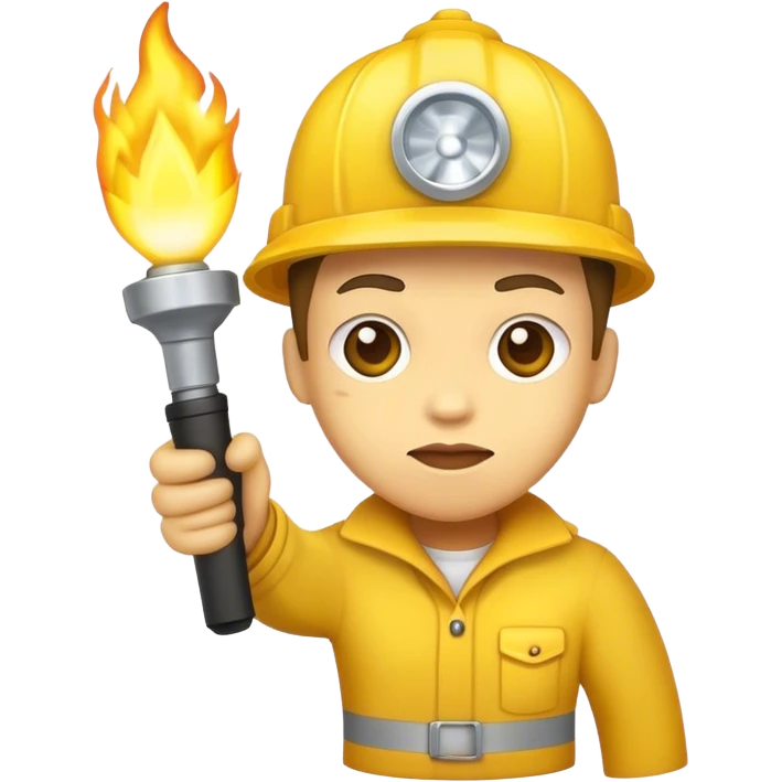 a yellow face with a torch emoji