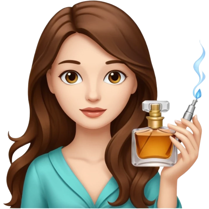 Half body pretty long hair woman holding 1 parfume emoji
