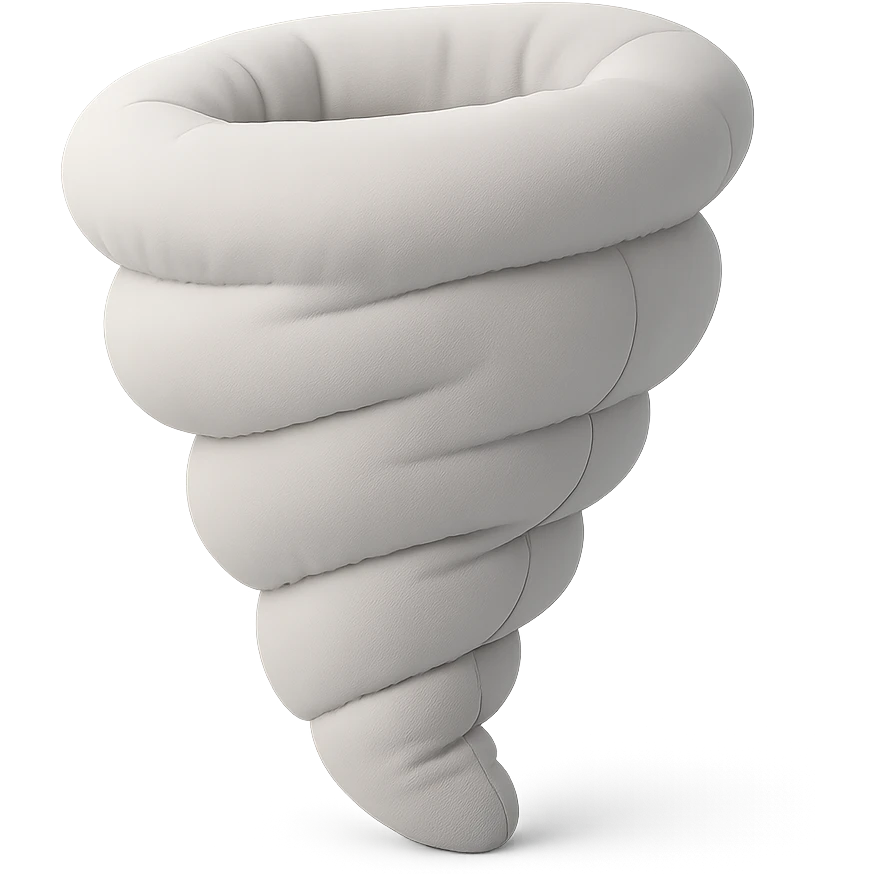 cushion style tornado, plush and rounded, soft edges emoji