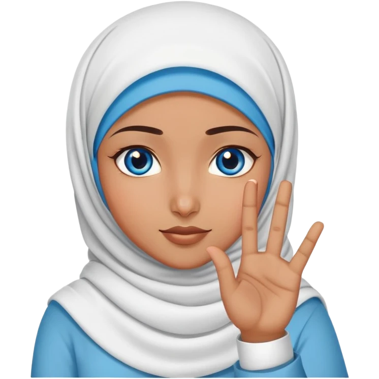 Turkish beautiful finish Konya girl blue eyes with hijab and saying no with hand gesture emoji