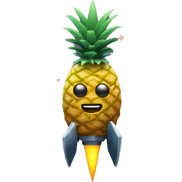 A pineapple in space on a rocket emoji