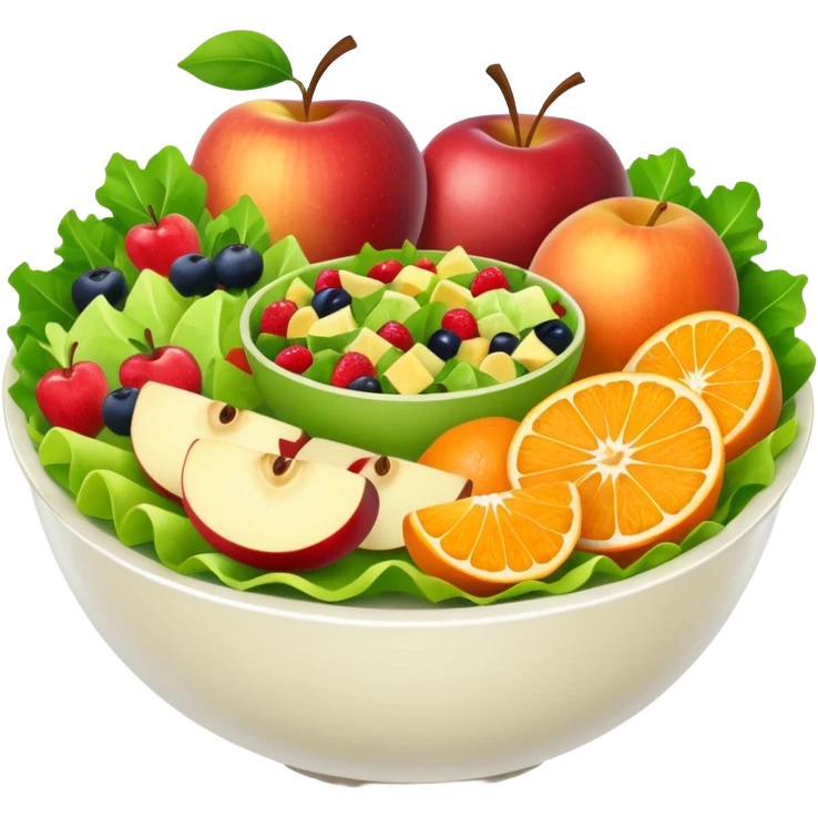 bowl of fruits and salads, including nutritious meals and snaks emoji