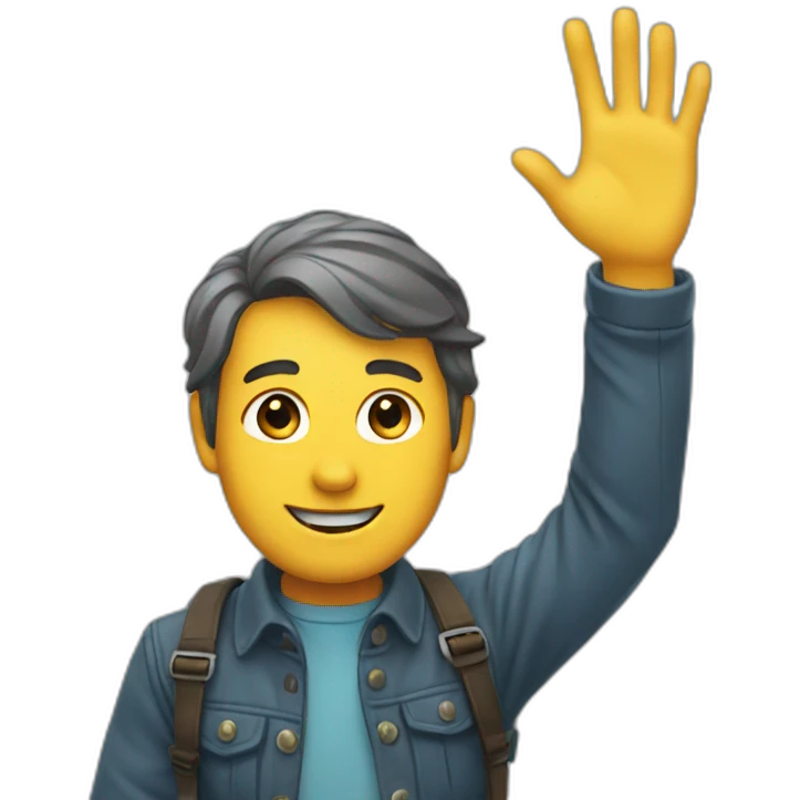 Man waving to girl emoji