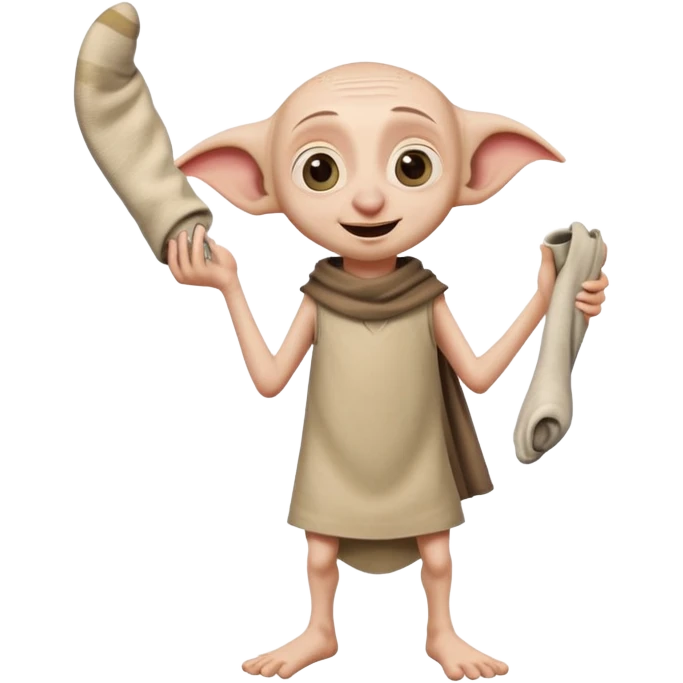 excited Dobby the house elf holding a sock emoji