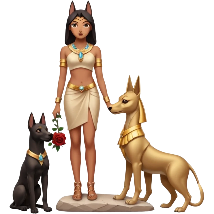  Black lapis rose gold woman anubis puppy floor statue posed  emoji
