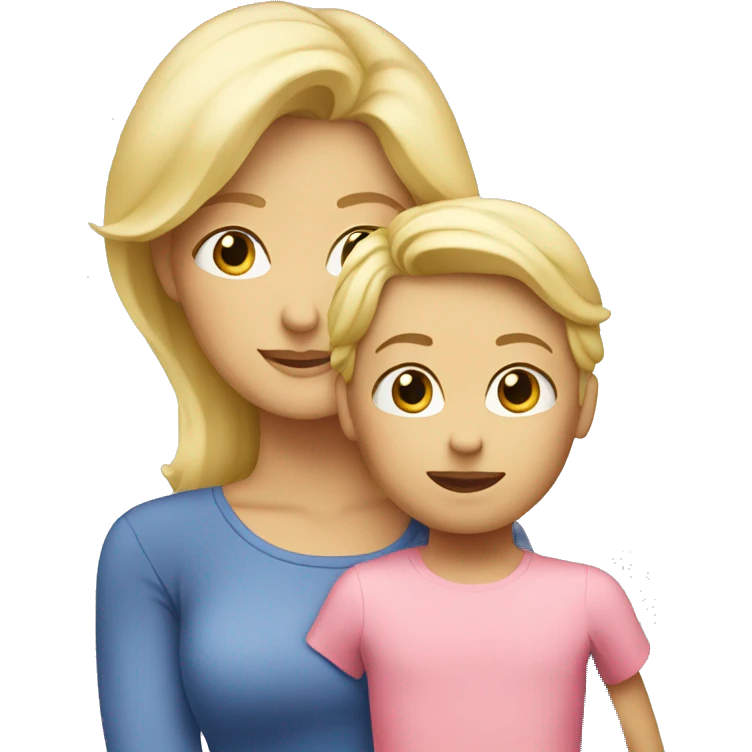 blond mother with one blond child emoji