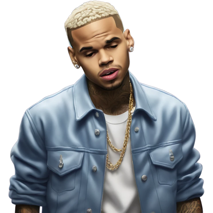 Hyper Realistic Chris Brown on stage with spotlights shining on him emoji
