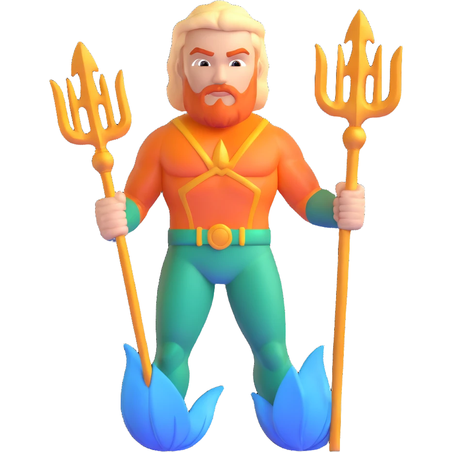 Jason Momoa as Aquaman with trident emoji