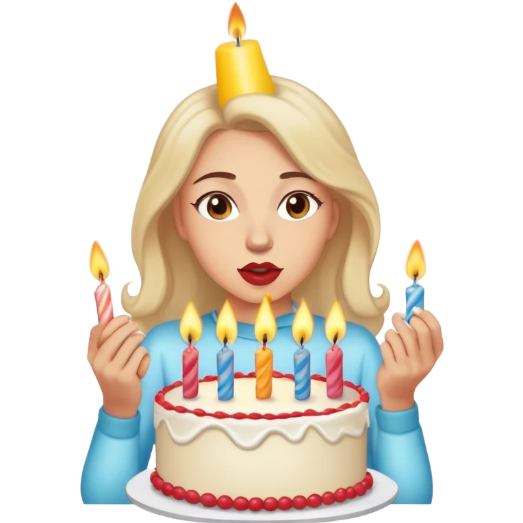 Lady blowing candles on a cake  emoji